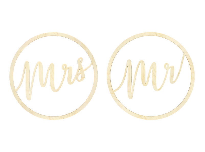 Corona madera de Mr & Mrs